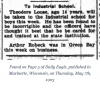 Newspaper report on Theodore Loose being declared 'incorrigible.'